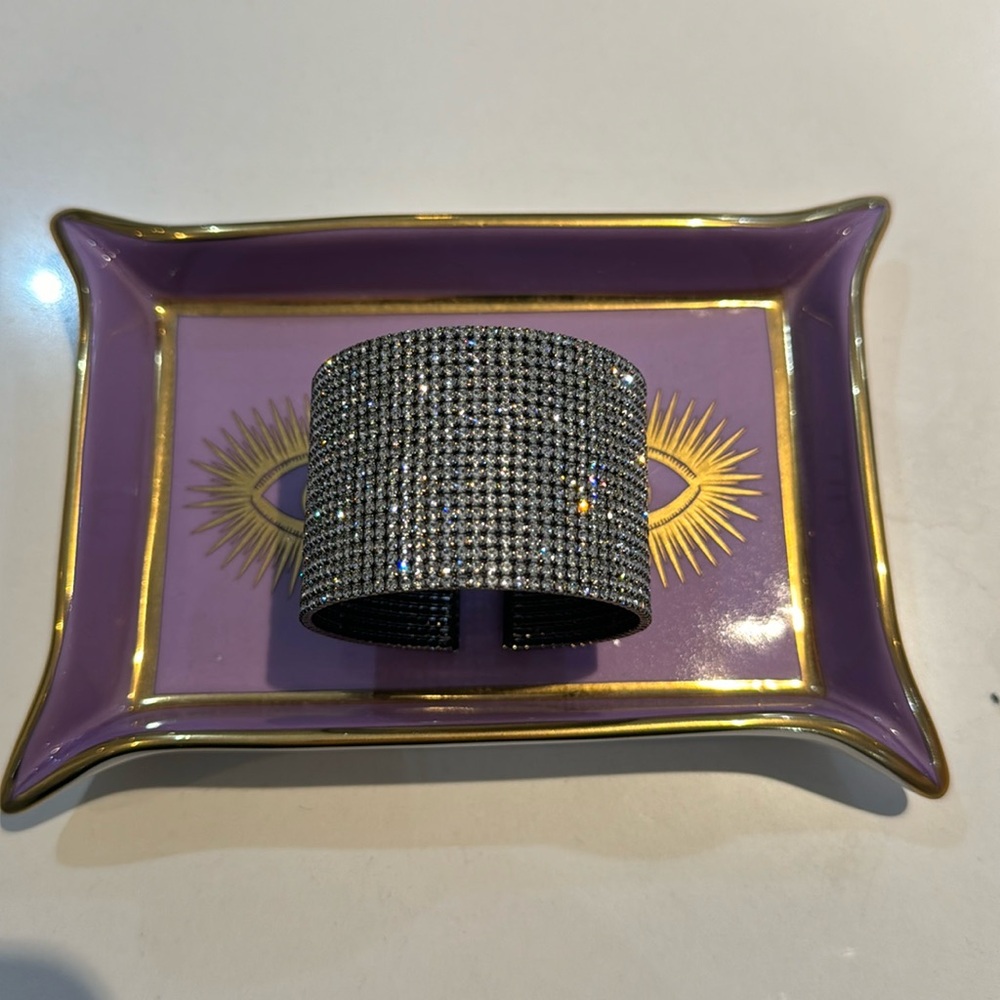 Silver black cuff bracelet